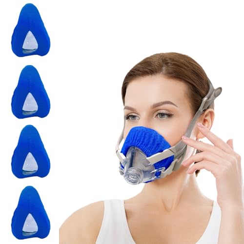 Image of Ice Feel CPAP Mask Liners Covers, Blue, Large, 4 Pack | Compatible with F20 Full Face Masks, Silky Comfort, For Seal Mask Cushion, Improve Wearing Comfort