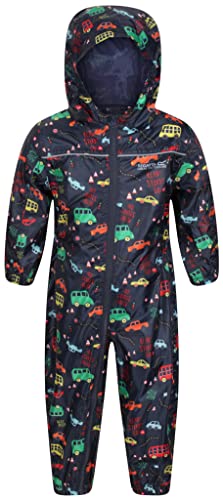 Regatta Kids puddle suit - all in one waterproof for kids - Breathable and rain proof hooded outdoor warm Puddlesuit - reflective trim and taped Seams - playsuit For Boys and Girls