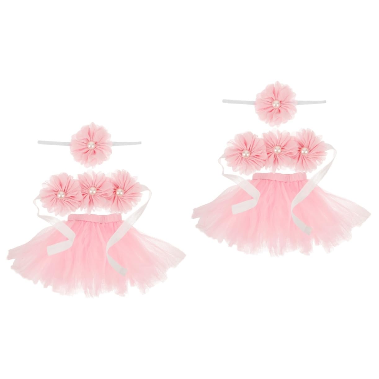 FRCOLOR 2 Sets Infant Tutu Skirt Set for Baby Girl Floral Headband Newborn Photography Dress Soft Tulle
