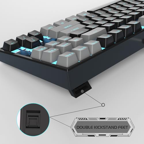 MageGee 75% Mechanical Gaming Keyboard with Red Switch, LED Blue Backlit Keyboard, 87 Keys Compact TKL Wired Computer Keyboard for Windows Laptop PC Gamer - Black/Grey - Image 3