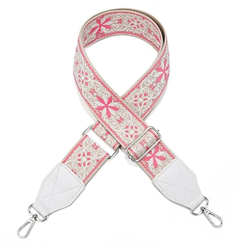 Image of LEMEDE Purse Strap,2 inch Leather End Shoulder Strap Adjustable Replacement,Retro Jacquard Multi-pattern Crossbody Bag Straps
