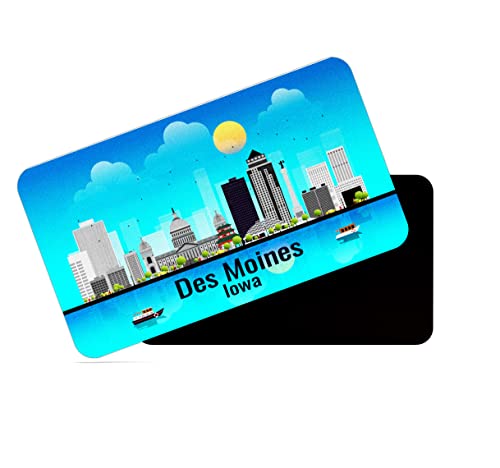 Image of dhcrafts Rectangular Rubber Fridge Magnet /Magnetic Card Blue Lowa Des Moines Design Pack of 1 (8.6cm x 5.4cm)