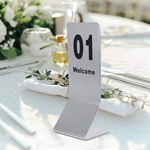 V3VOGUE Stainless Steel Table Number 1-25/50 Table Number Signs - Simple Stylish Metal Table Number Cards - Double-Sided Digital Restaurant Table Place Cards - Stable Upstanding