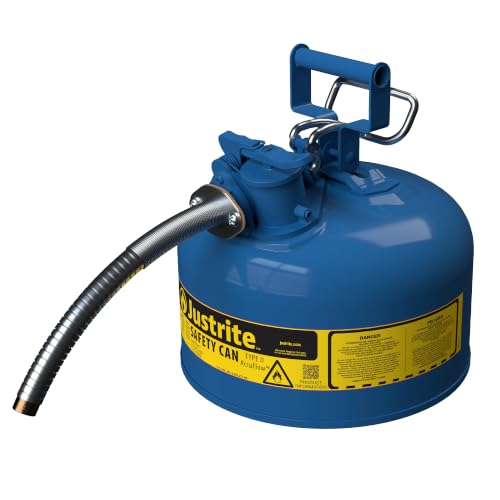 Justrite Type II Kerosene Safety Can, Blue Galvanized Steel, FM Approved
