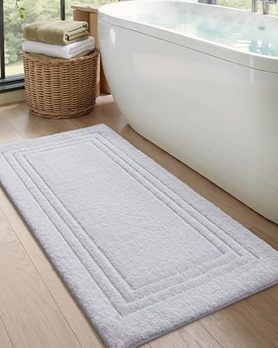 Catálogo de Tapete blanco los más solicitados. 48 DEXI Tapete para Baño 60 x 110 cm, Alfombra de baño Antiderrapante, Tapetes para Baño Supersuave y Absorbente, Tapete de Baño Lavables A Máquina, Blanco