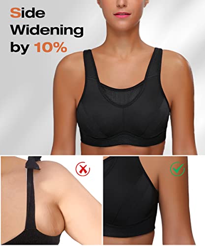 Wingslove Women's High Impact Sports Bra Full Coverage Wirefree Non Padded Workout Bra Plus Size(Black,36Dd) #TOP5