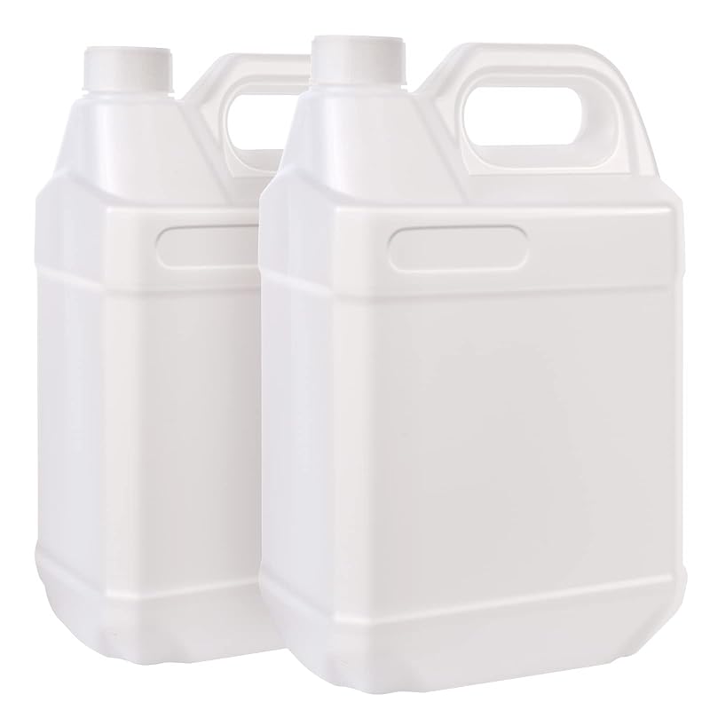 BPFY Pacote com 2 frascos plásticos transparentes de 4 L com tampas e alça