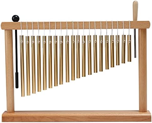 20-Note Chime Bar Table Top Wind Chime Music Percussion Instrument with Mallet, Golden