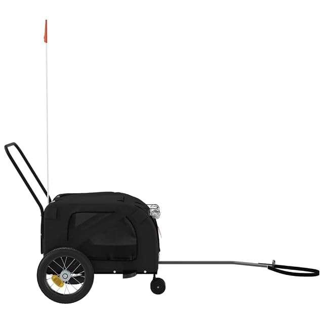 Foto 7 de 8 de vidaXL Remolque de Bicicleta Mascotas Hierro Tela Oxford Negro