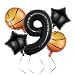 Basketball Themed 9th Birthday Party Balloons，40inch Black Number Balloon 9，Basketball Balloons 9th Birthday Theme Party Supplies (5Pcs Black Basketball 9)