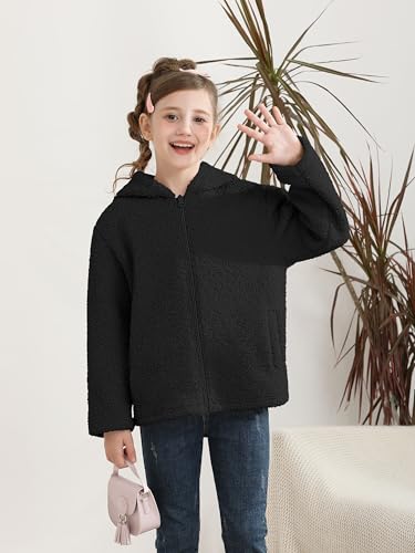 Toddler Girls Fleece Jacket Fleece Full Zip Hooded Jacket with Pockets Fall Winter Fuzzy Outwear Coat for Girls4