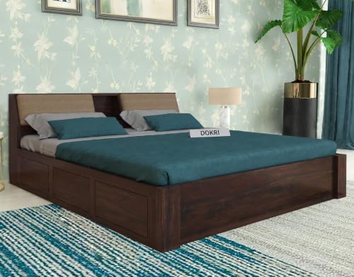 Image of FurnitureSheesham Mayor King Bed for Bedroom /Hotel /LivingRoom with Headboard /Box Storage Solid Wood King Box Bed | Finish Color - Walnut, DIY
