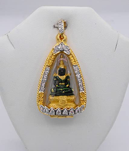 Phra Kaeo Morakot, Emerald Buddha,Gold Pendant Charm Thai Buddha Amulet 22K Thai Baht Yellow Gold Plated Jewelry From Thailand #TOP1