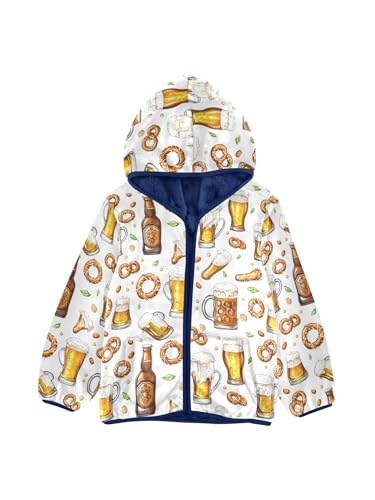Beer and Food Girls Fleece Jacket Girls Fall Jacket Boys Coats Zip Up Hoodie Children Outerwear 2-10T