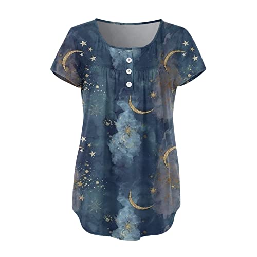 Short Sleeve Blouses For Women Dressy Casual Short Sleeve Tunics For Women Sleeveless Button Down Loose Flowy Tops For Leggings Casual Tops For Women Blouse Shirts Tunic Top #TOP2