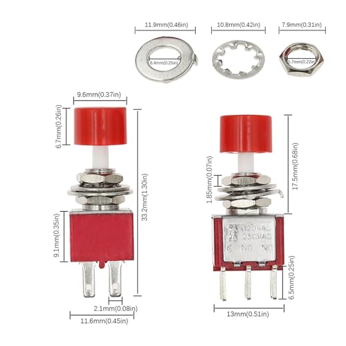 Interruptor momentáneo de 6 pines PS-202 para proyectos electrónicos 6