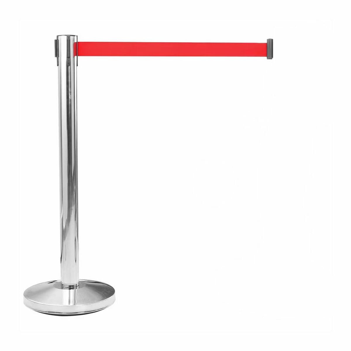 Señalización Divisora Homologada Poste Separador Inoxidable Con Cinta De 2 Metros Color Rojo Acero Inoxidable 910x51x320mm Pack de 2 - BA50090 | NORMALUZ