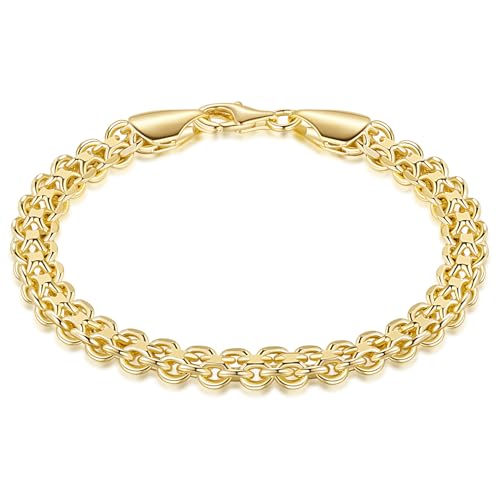 14k Gold Bracelets for Women Bracelets for Men Mesh Chain Bracelet Gold Bracelet Stack Ideal for Gifts for Women & Men 6.5/7/7.5/8/9 in