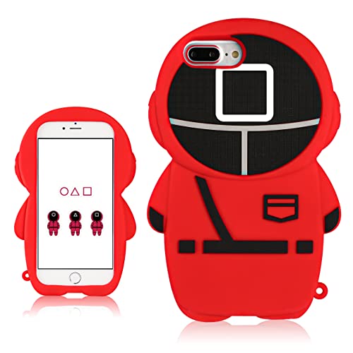 Sjiwkso for iPhone 6 Plus/6S Plus/7 Plus/8 Plus 5.5" Case Silicone Cute Cartoon Fun Character Design Cool Cover Cases for Boys Men Teen Fashion Unique Square for iPhone 6 Plus/6S Plus/7 Plus/8 Plus