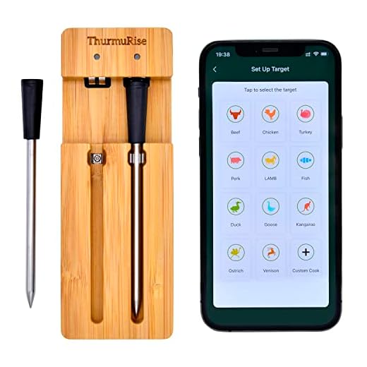 Thurmurise High-Precision Wireless Meat Thermometer, Smart Bluetooth Meat Thermometer for Grill, Oven, Smoker, Rotisserie and BBQ, 33-ft Wireless Range, 2 Probes