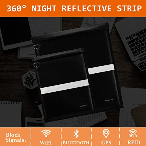 Faraday Bags For Laptops & Tablets & Phones, 4 Pack Faraday Cage, Upgraded Key Fob Protector With Reflective Strip, Anti-Tracking Rfid Pouch For Key Fob, Fireproof & Waterproof Faraday Pouch (2200℉) #TOP3