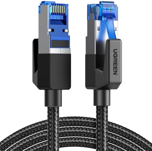 UGREEN Cat 8 Ethernet Cable 6FT, High Speed Braided 40Gbps 2000Mhz Network Cord Cat8 RJ45 Shielded Indoor Heavy Duty LAN Cables Compatible with Gaming PC PS5 PS4 PS3 Xbox Modem Router 6FT