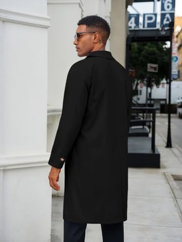 Yousify Mens Trench Coat Single Breasted Casual Slim Fit Windbreaker Lapel Lightweight Long Jacket Overcoat3