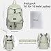 School Backpack College Bookbag for Teen — Student Aesthetic Bagpack for Girls 15.6 Inch Daypack with USB Charger Women Laptop Backpacks Anti Theft Cute Fashion Book Bag Travel Back Pack Light Green