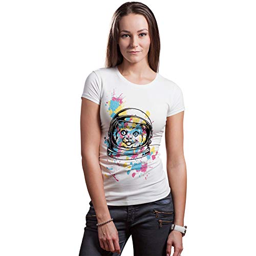 T-shirt de l'espace pour fille passionnée de chat, haut fantaisie vert confortable XXL
