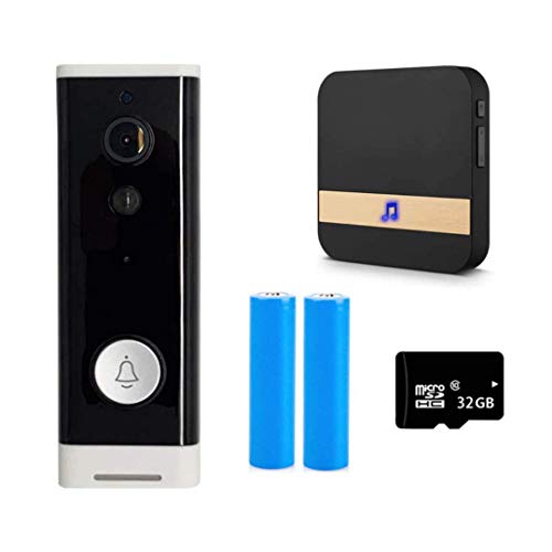 GRABKEN Mini WiFi Alexa Google Wireless Smart Doorbell Camera with Chime, Battery, 19201080P HD, 2-Way Audio, Motion Detection, IP66 and 32GB TF Card