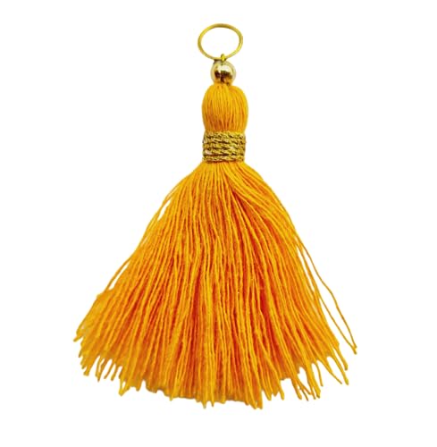 Image of Zippy Flora Micro 1.5 inch Length Cotton Handmade Tassels for Saree /Blouse /Dupatta /DIY /Decor (Pack of 12) (Mustard)