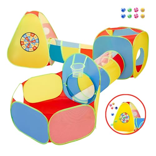 Weskmens US-5PCS-240716 Kids Play Tent And Play Tunnel,Ball Pit For Toddler Baby,Foldable Pop Up Tents With Carry Bag,Indoor Outdoor Playhouse With Crawling Toys,Boys And Girls Best Birthday Gifts cover