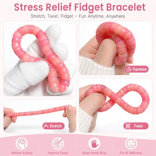 Image of Fidget Bracelet Fidget Adults Anxiety Relief Items Bodhi Beads Jewelry Stretch Sensory Beaded Bracelets for Women Men Christmas Stocking Stuffers