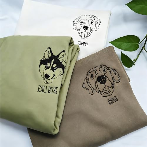 ZYHJJ Personalisierte Kapuzenpullover mit Hund Katze Foto, Haustier Gesicht gestickt benutzerdefinierte Hoodie,Personalisierte Geschenke für Hundeliebhaber
