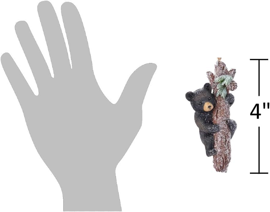 The Bridge Collection Climbing Black Bear Ornament Set of 2 - Snowy Bear Climbing Tree for Holiday Decor - Animal Christmas Tree Decoration - Image 2