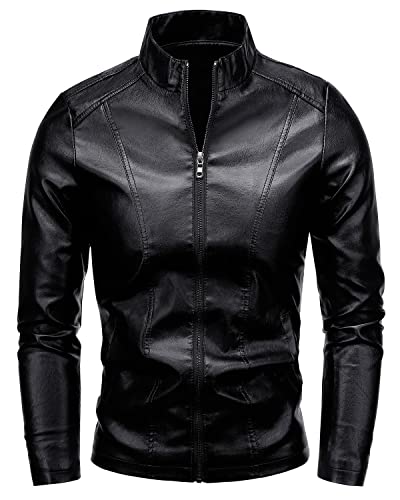 Mens Casual Faux Leather Jacket product thumbnail 13