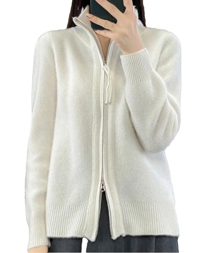Women’S Stand-Up Collar Full Zip Cardigan Thick Warm Merino Wool Knitted Sweater Long Sleeve Casual Outerwear Top
