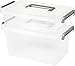 IRIS USA 5 Quart Clear Plastic Storage Bins with Secure Buckles and Portable Handle, Medium Deep, Clear/Silver, 6 Pack