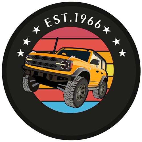 35 Inch Spare Tire Cover Compatible with 2021–2026 Ford Bronco,Fits 315/70R17, 305/70R17 Sasquatch Package, PVC Leather with UV Printed Design, Sunproof Frost-Resistant (Yellow, 35 Inch)