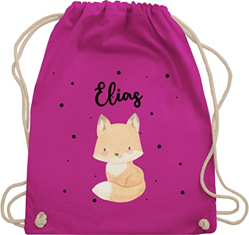 Turnbeutel Rucksack - Tiere - Süßer Fuchs - Unisize - Fuchsia - kindergarten beutel personalisierter stoffbeutel kinder personalisierte geschenke kita rucksackbeutel