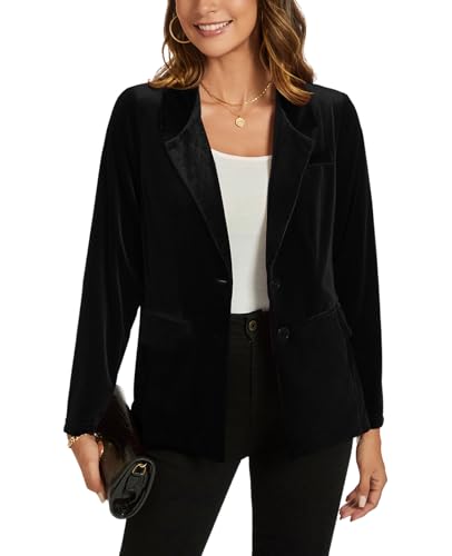 MINTLIMIT Womens Velvet Blazer Suit Jacket Long Sleeve Notched Lapel Button Coat Work Office Blazer Jacket with Pockets