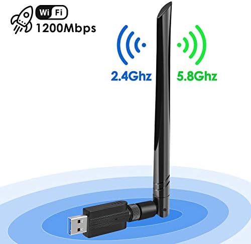 Mocolo USB WiFi Adapter 1200mbps, USB 3.0 WiFi Dongle with 5dBi High Gain Antenna, Dual Band 2.4GHz/5GHz Wireless Network Adapter for PC/Desktop/Laptop Support Win10/8.1/8/7/XP/Mac