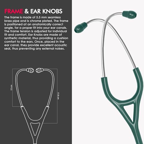 Image of ELKO TECHNO III SS Stainless Steel Stethoscope with ENGRAVING | Engrave Your Name or Initials on the Chest Piece | Lightweight Double-Sided Stainless Steel Chest piece | Two-Way PVC Tubing | Ideal for Doctors & Medical Students (Green)