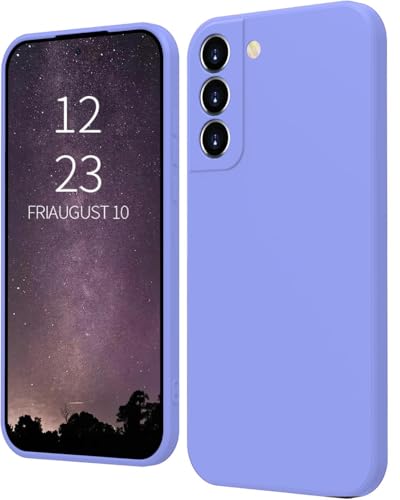Image of DIZORO Liquid Silicone Case with Microfiber Coushioning Compatible for Samsung Galaxy S21 FE 5G Shockproof Slim Back Cover, Gel Rubber Full Body Protection - Purple