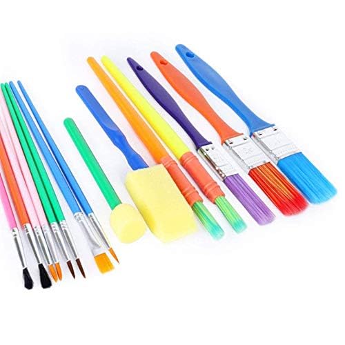 Kit De 15 Pinceaux Et éponges Pour Peinture Enfant - Multi-formes Et Couleurs - Pour Aquarelle, Acrylique, Loisirs Créatifs