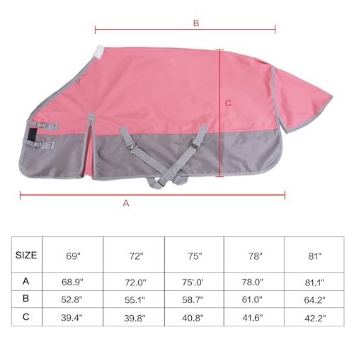 Gallopoff 1200 Denier Rip-Stop Turnout Rain Sheet Lightweight Waterproof Breathable Horse Blanket (No Fill) Pinkgrey 72 Inch thumb #6