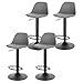 Lestarain 4X Taburetes Alto Cocina Regulable en Altura Taburetes de Bar con Respaldo Cuero Sintético+Plástico Sillas Altas Taburete Giratorio para Estudio, Trabajo, Oficina Gris