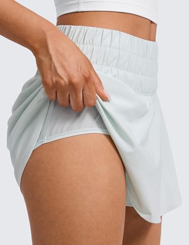 Image of CRZ YOGA Ruffle Skirt Overlay Athletic Shorts | High Waisted, Quick Dry, Lightweight, Flowy, A Zip Pocket, for Women
