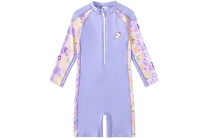 Girls Rash Guard Swimwear One Piece Long Sleeve Swimsuit for 4-13 Years...