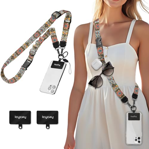 Image of Icycay Phone Lanyard Crossbody Strap Neck Adjustable Teacher Women Boho | for Cell Phone Case Keys ID Badges, Anti Theft, Multifuctional, Cute Phone Holder, Travel Hiking Essential Accessories, Gifts